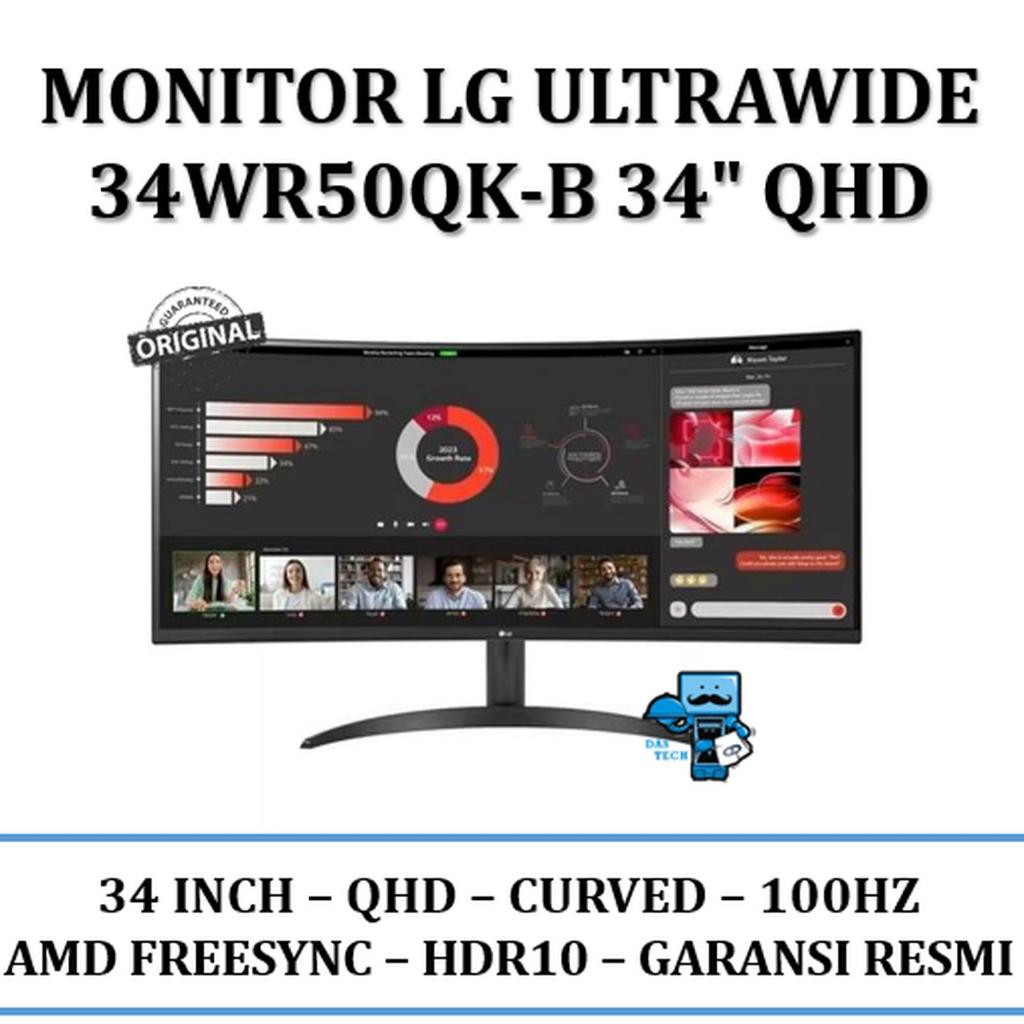 Monitor LG UltraWide 34WR50QK-B 34" Curved QHD Monitor with FreeSync