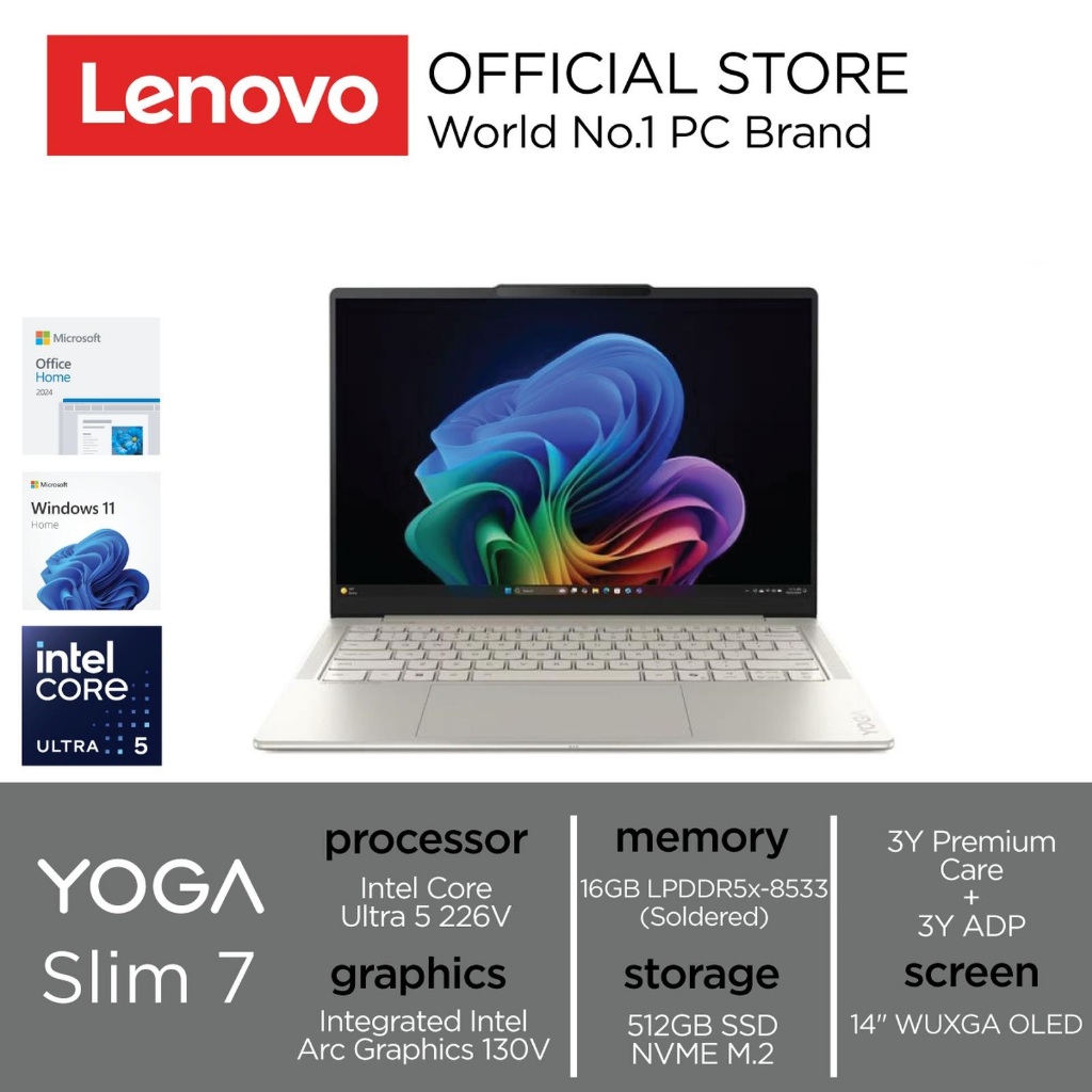 Lenovo Yoga Slim 7i Ultra 5 226V 16GB 512GB SSD 14"WUXGA OLED Win11 OHS