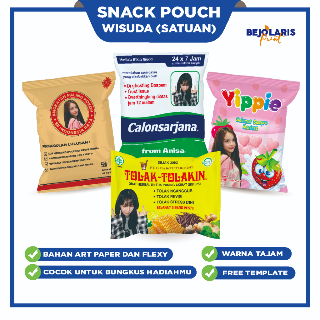 [SATUAN] Snack Pouch Wisuda Snack Pouch Tema Wisuda Hadiah Wisuda Snack Pouch Jumbo Custom Snack Pou