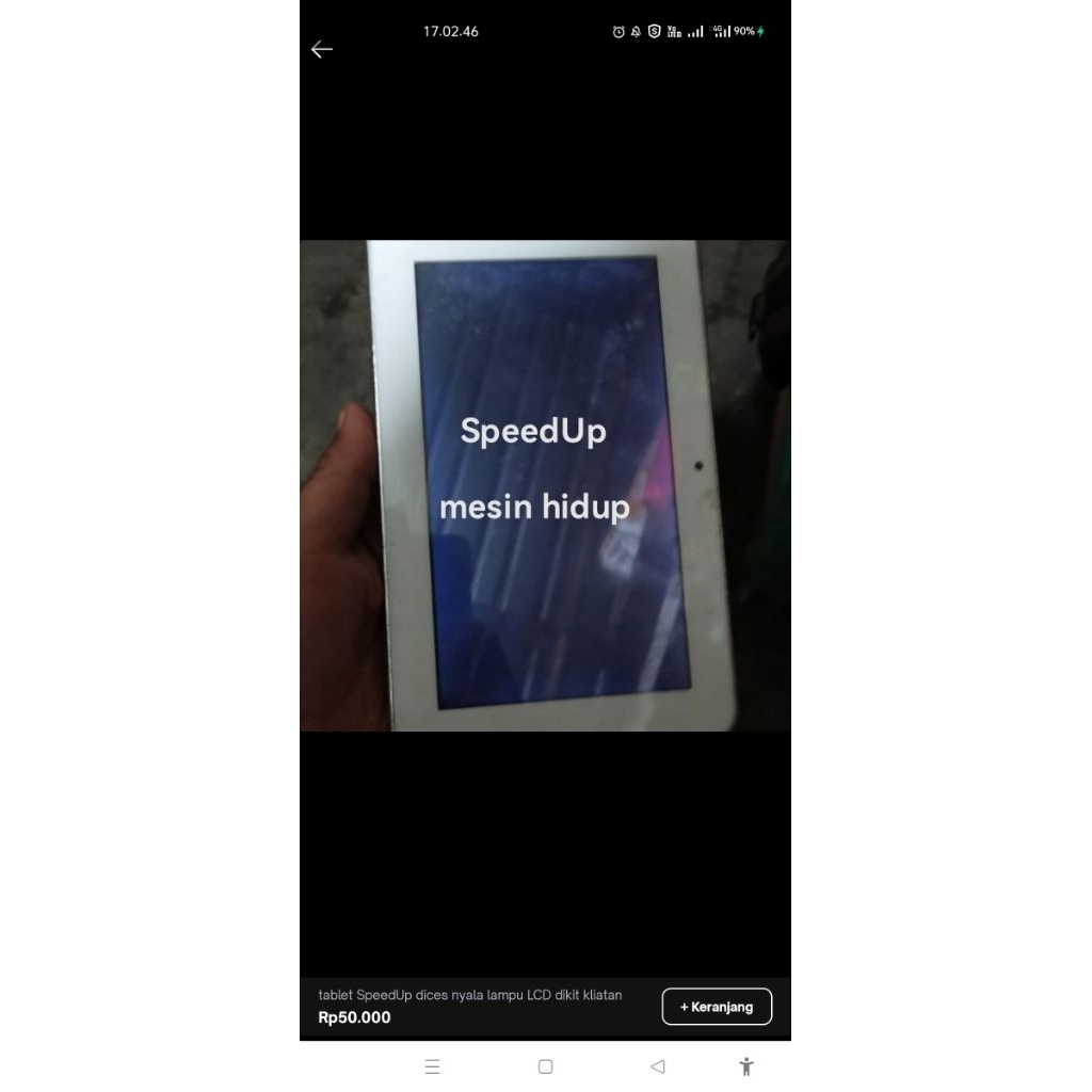 tablet SpeedUp mesin hidup dices nyala Layar 7 inch second seadanya
