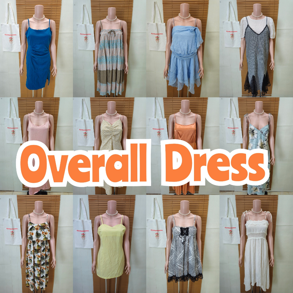 Overall Dress / OL / tali satu inner /kutungan / dress tanpa lengan