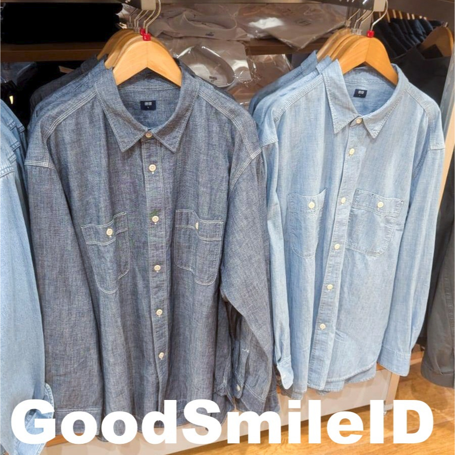 SALE Men Kemeja Luaran Denim Chambray Lengan Panjang Over Shirt Long Sleeve Outer Jaket Pria Wanita 