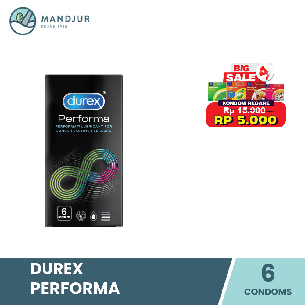 Kondom Durex Performa Kondom Tahan Lama Kondom Aman Pria Isi 6 - Kondom dengan Benzocaine