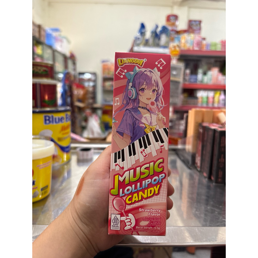 MUSIC LOLLIPOP CANDY STRAWBERRY FLAVOR 13.5g