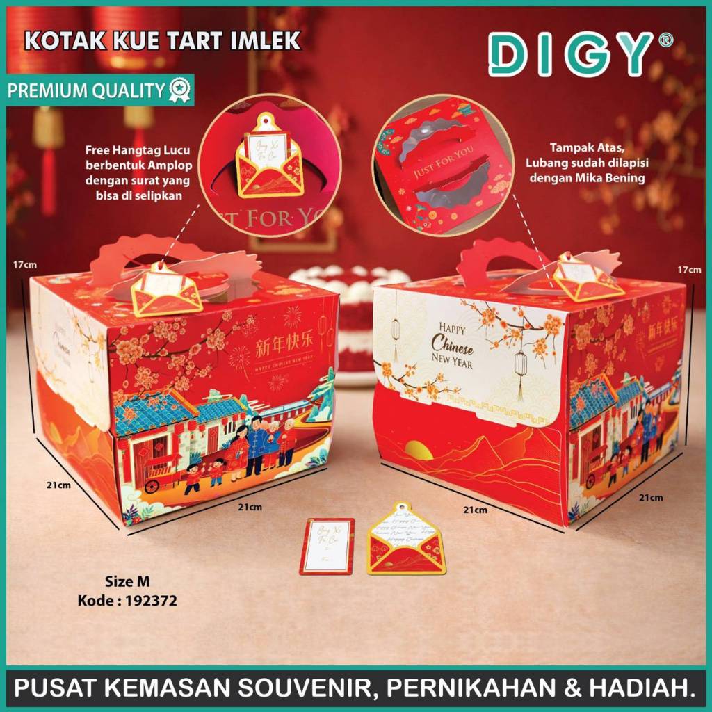 DIGY  Kotak Hampers Window + Pita + Hangtag/kotak Kue Tart Imlek/Paper Bag Botol lebaran /Kotak Kue 