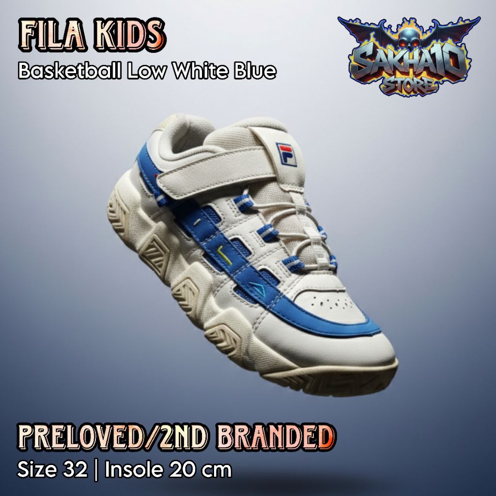 SEPATU SNEAKERS ANAK COWO/CEWE BASKET/CASUAL/OLAHRAGA LOW FILA WHITE BLUE