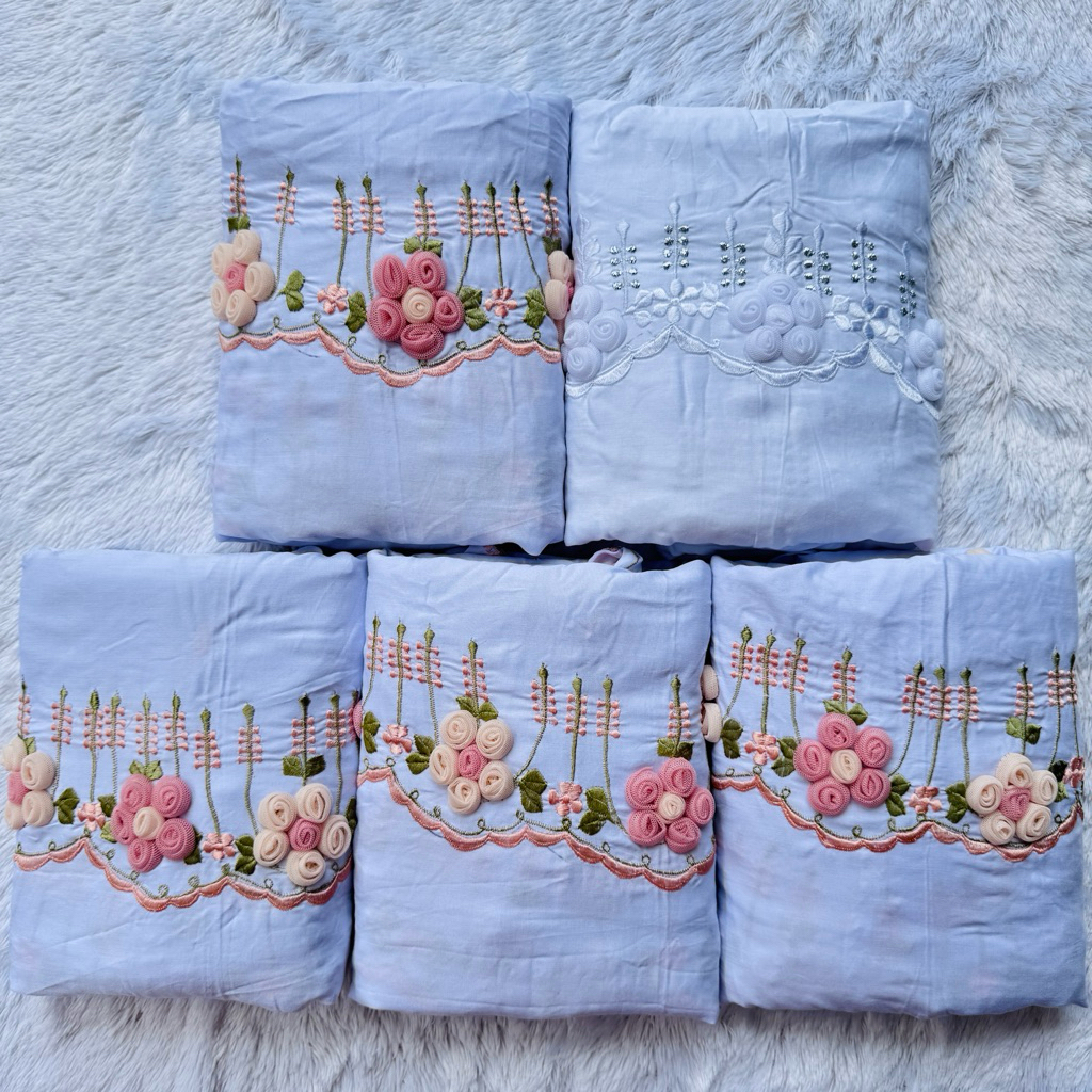 MUKENA BORDIR TILE TERUSAN LAJURAN kalung DEWASA RAYON