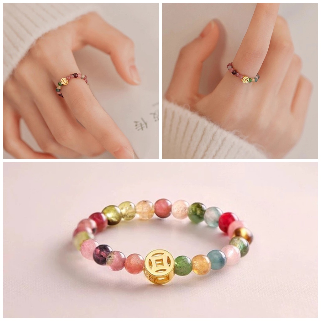 Tourmaline Elastic String Ring