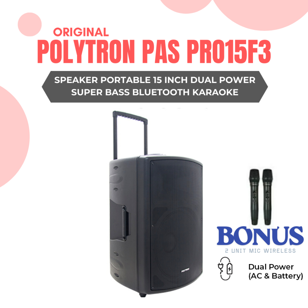POLYTRON PAS PRO15F3 Speaker Aktif 15 Inch Super Bass Speaker Bluetooth Karaoke PAS PRO 15F3