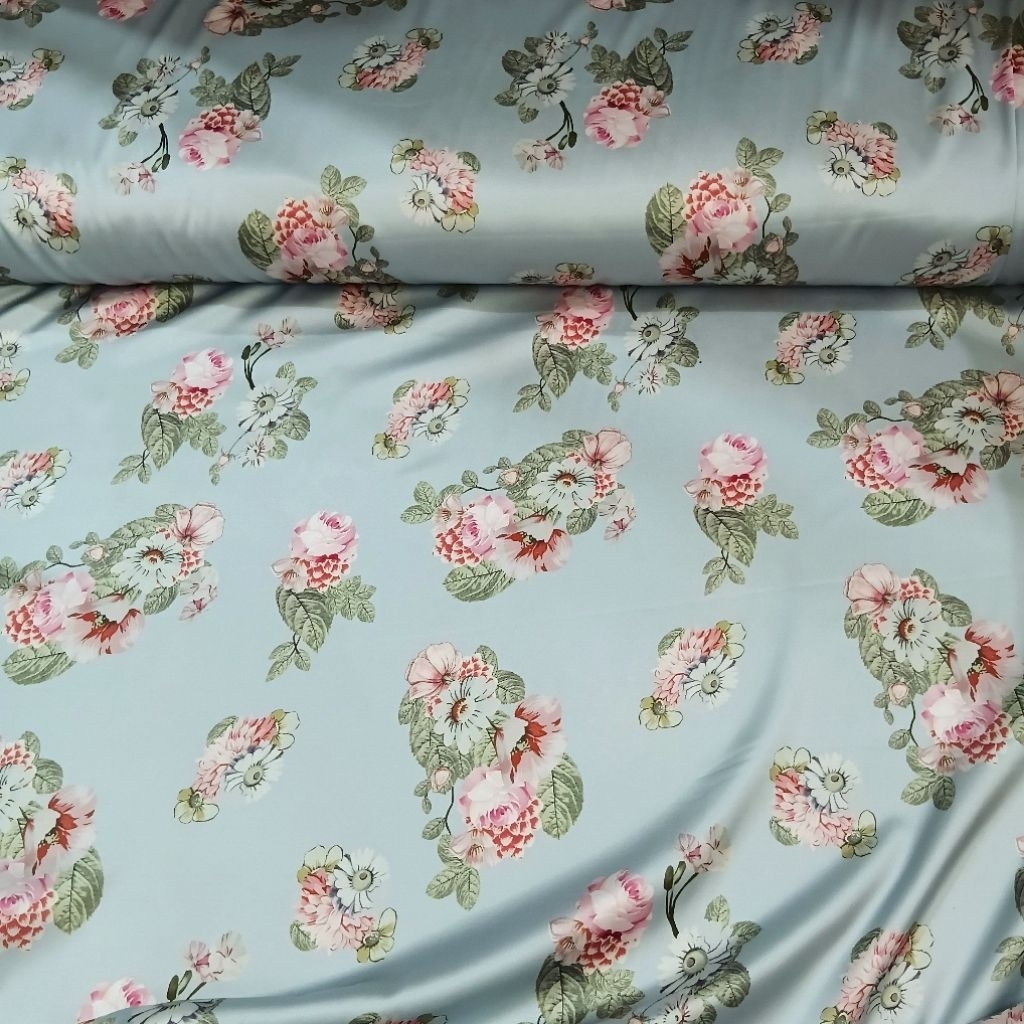 ½ meter kain satin motif bunga terbaru lebar 150 cm