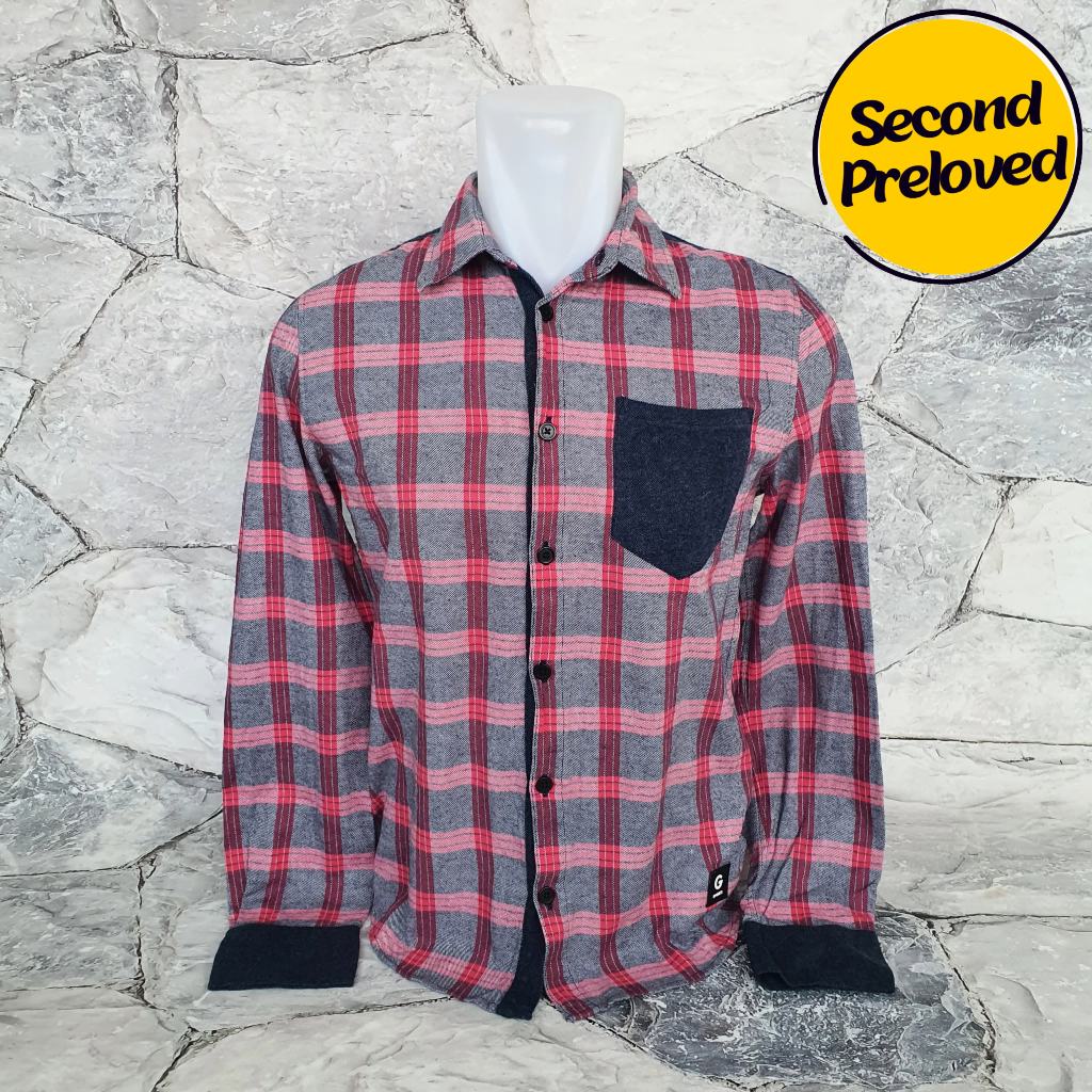 Baju Kemeja Panjang Flanel G By GUESS - Size S / LD 48 cm - Original - Used