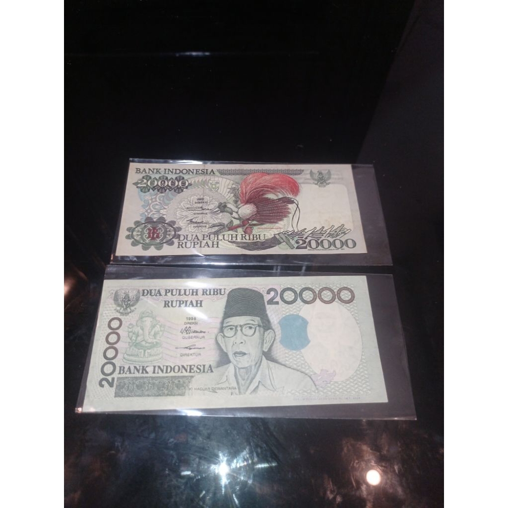 uang kertas kuno 20 ribu kihajar dan cendra