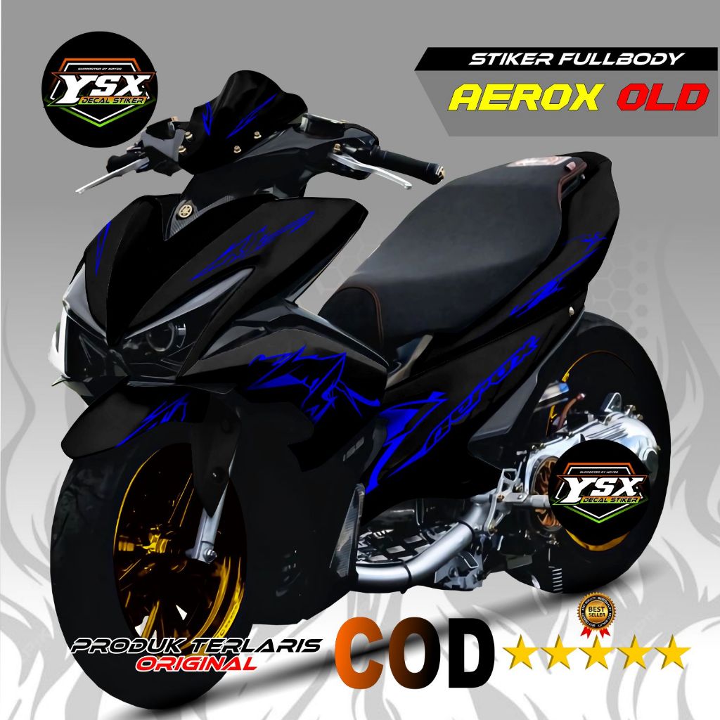 Decal Sticker Fullbody Aerox Old Surikeun Hitam Lis Warna