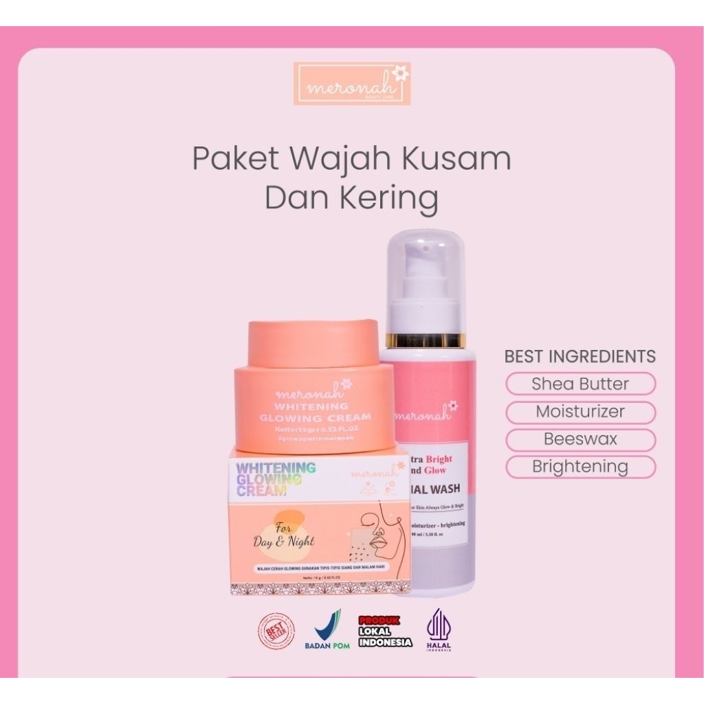 MERONAH BEAUTY CARE/CREAM MERONAH WHITENING GLOWING+SABUN EXTRA MERONAH  GLOWING CREAM