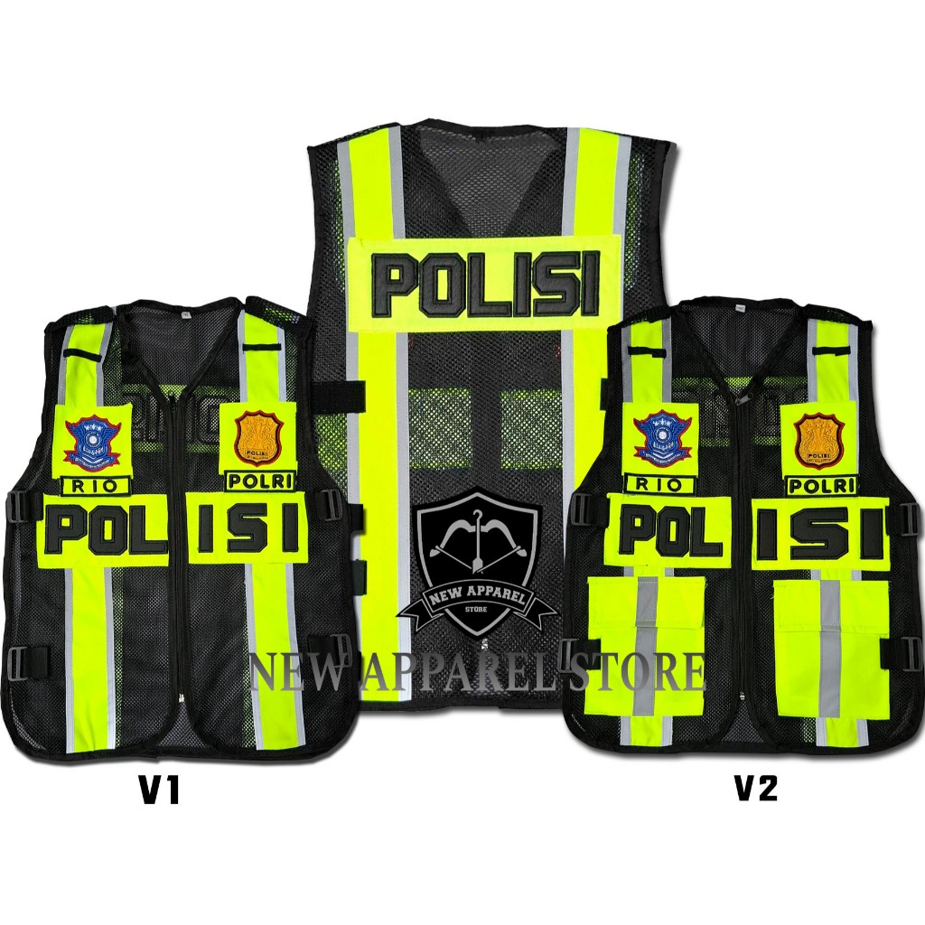 Rompi Polisi Nyaman Bordir Hitam Hijau Terbaru