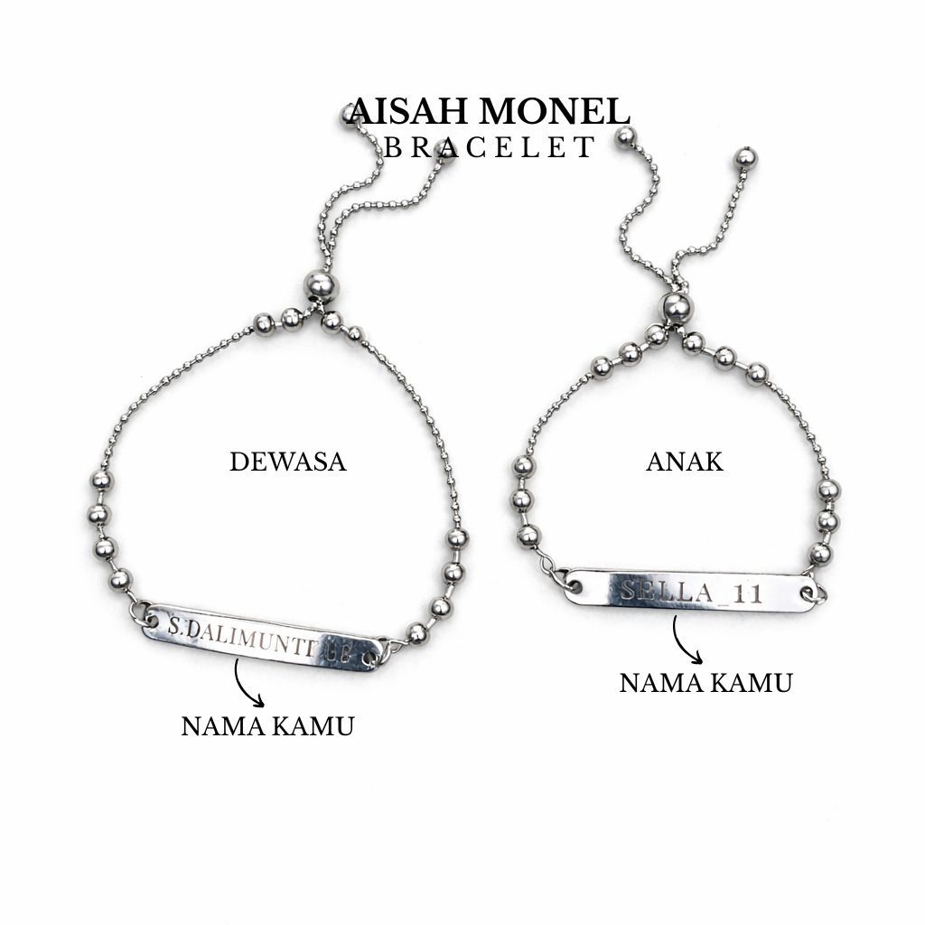 Gelang Monel Custom Nama Model Serut Aksesoris Fashion Steinless Anti Karat Style Korea