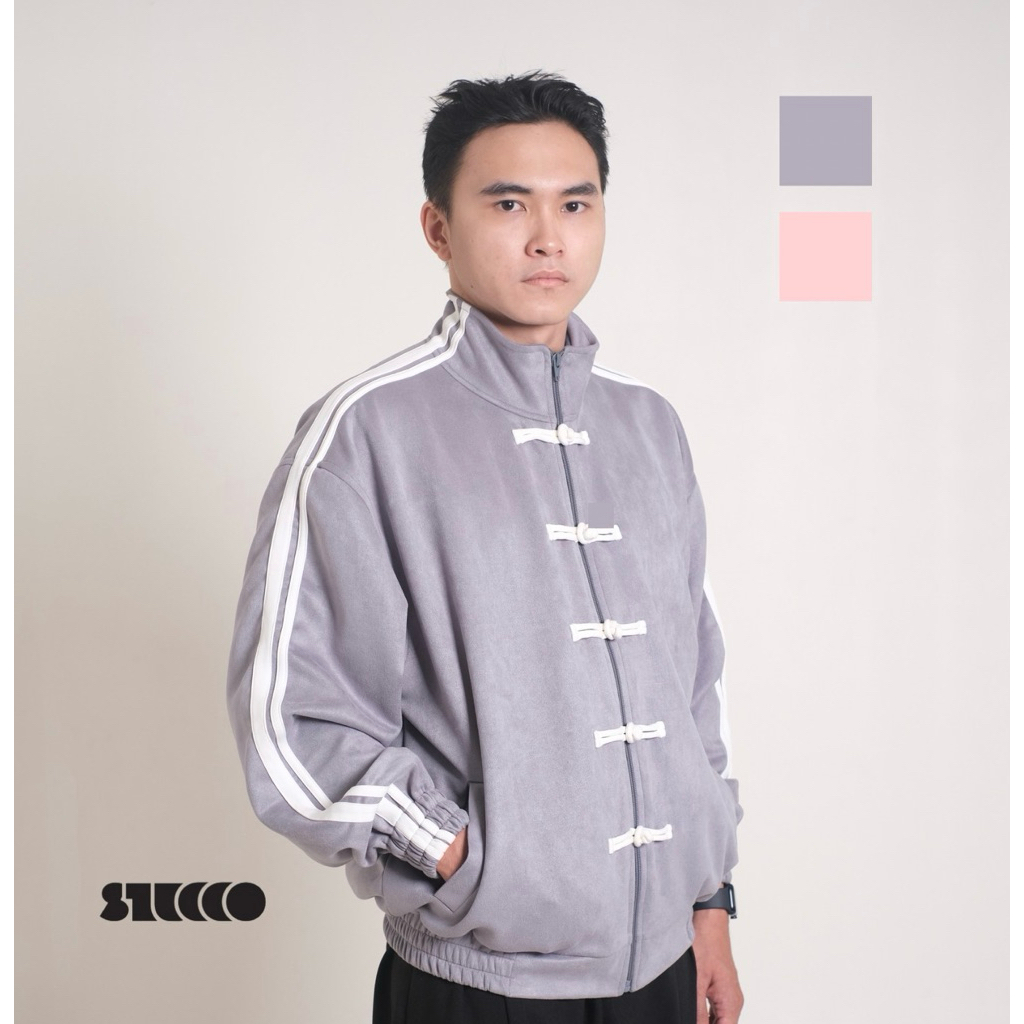 STUCCO XING Track Jacket Oversize | Premium Suede| Pria / wanita | DUSTY BLUE