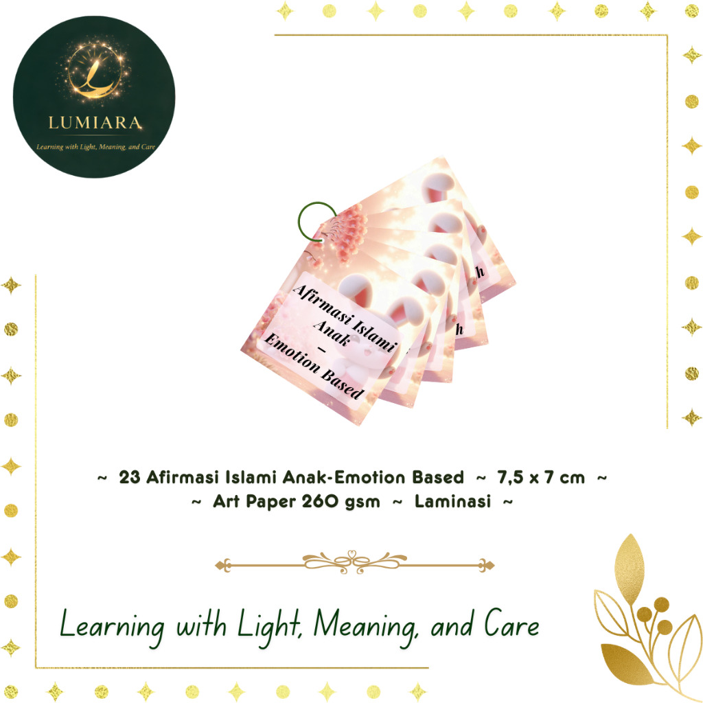 Lumiara Flashcard Afirmasi Islami Anak – Emotion Based | 24 Kartu Emosi Anak | Free Ring | Premium