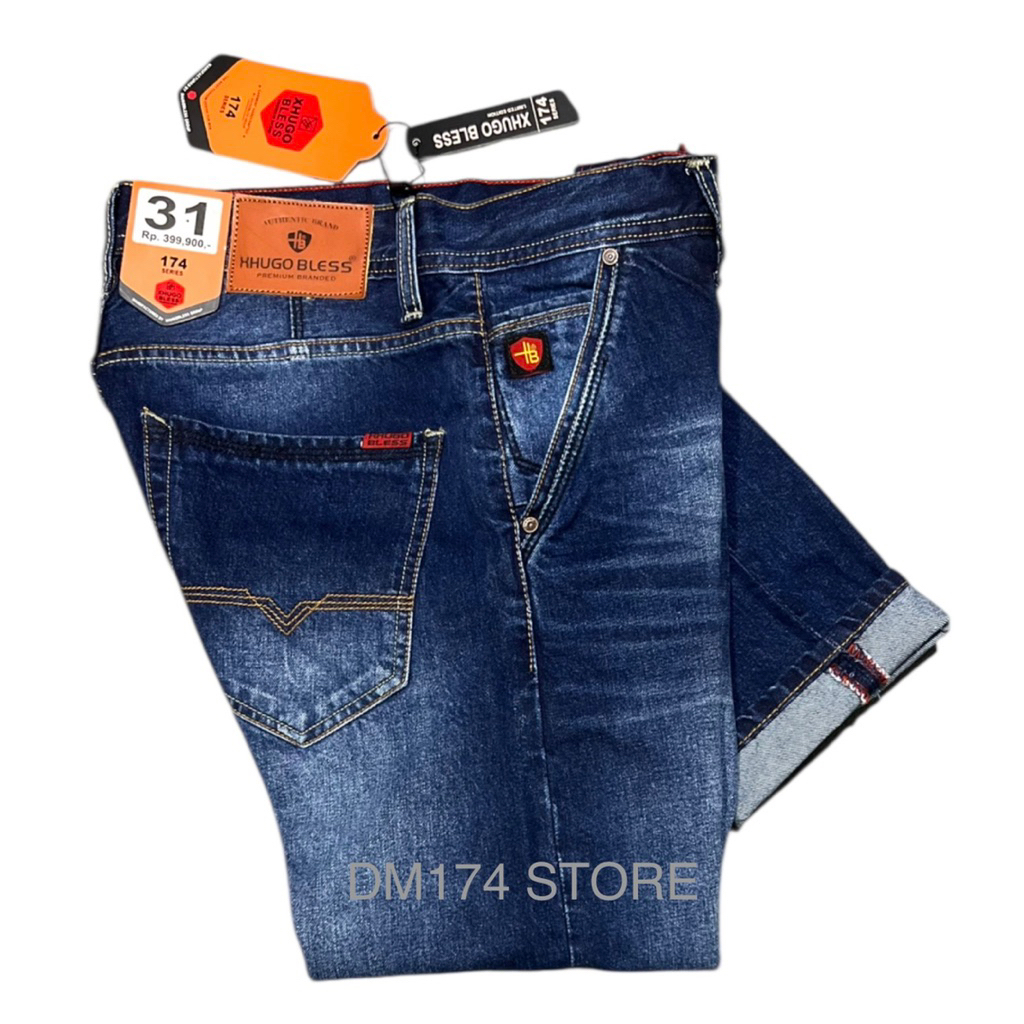SLIM FIT-JEANS PRIA PREMIUM//CELANA PANJANG JEANS PRIA//JEANS PANJANG FASHION LELAKI XHUGO BLESS