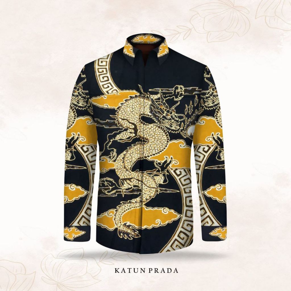 kain batik tulis pria katun prada motif naga