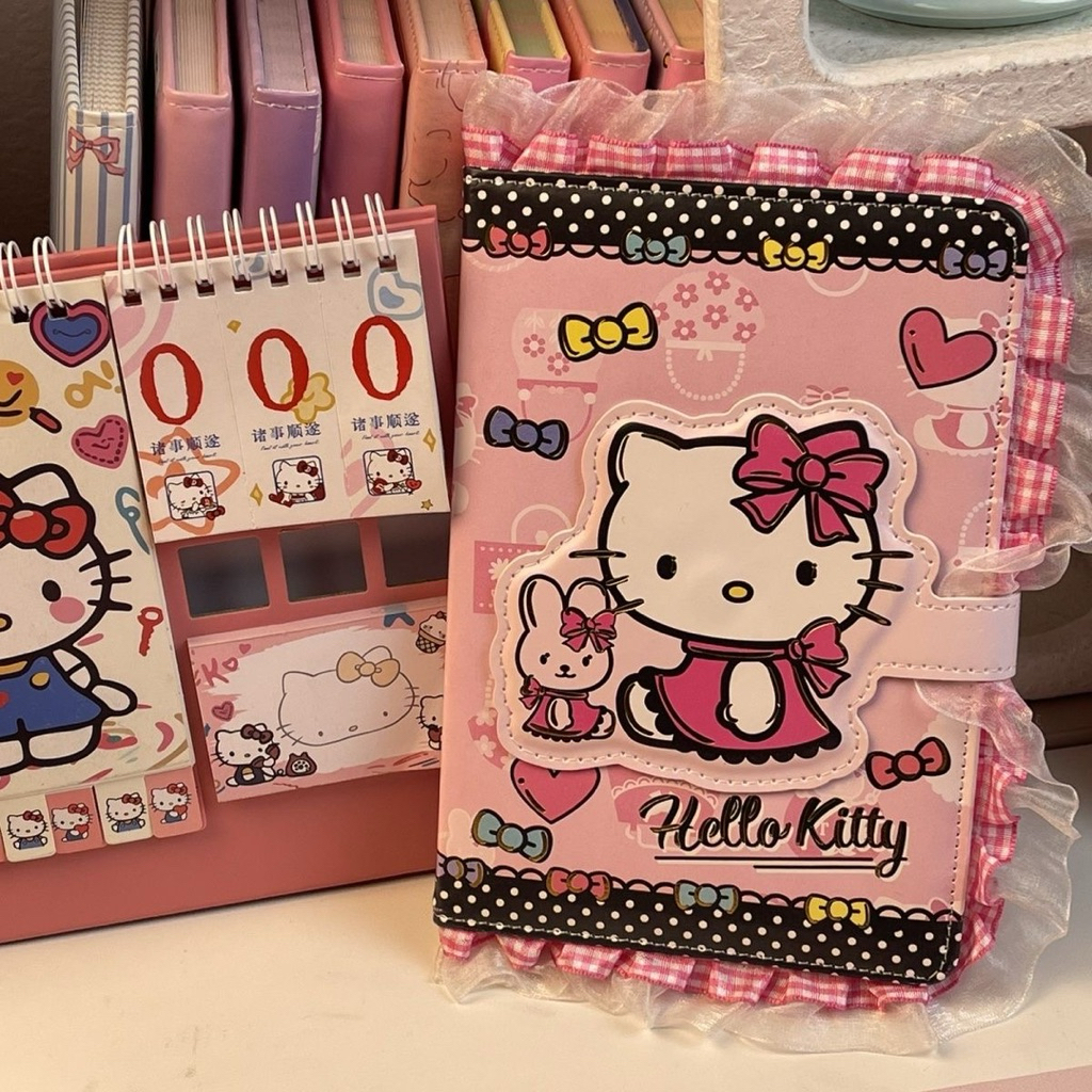[PREORDER Hello Kitty] Buku Catatan Binder A5 Lace – Notebook Jurnal Magnet Full Color