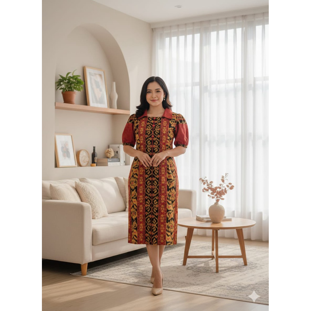 Dress tenun Jepara gaun pesta baju tenun etnik dress etnik kekinian baju tenun terbaru baju kantor w