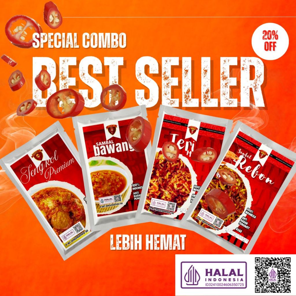 4pcs @40gr Sambal Teri Medan, Sambal Rebon, Sambal Jengkol, Sambal Bawang/ Sambal Saset/ Sambal Sach