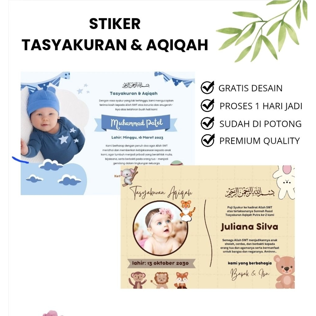 Cetak Stiker Tasyakuran dan Aqiqah | Stiker Aqiqah | Stiker Nasi Kotak | Stiker Box Nasi | Stiker Ta
