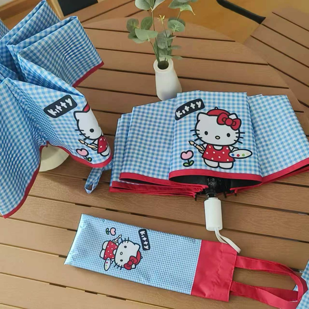 [PREORDER Hello Kitty] Payung Lipat & Otomatis Karakter – Payung Teduh Anti UV & Anti Panas