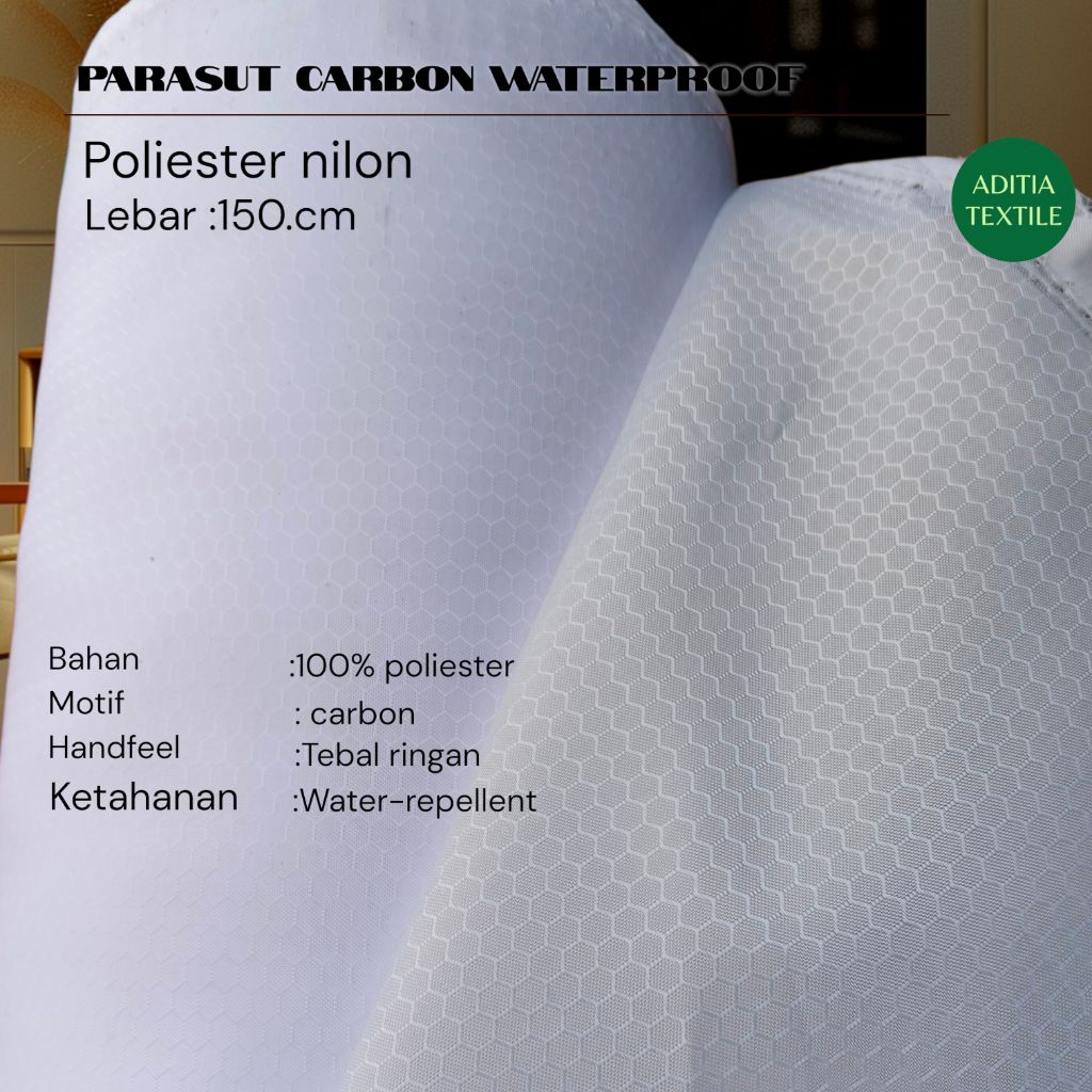 kain wp nilon waterproof 100% bersrat karbon