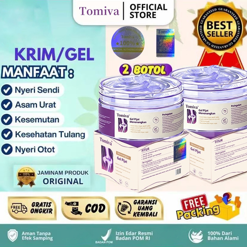 Menembus Dalam Sendi TOMIVA Gel 50ml BPOM FDA Halal Nyeri Kronis Otot Kaku COD