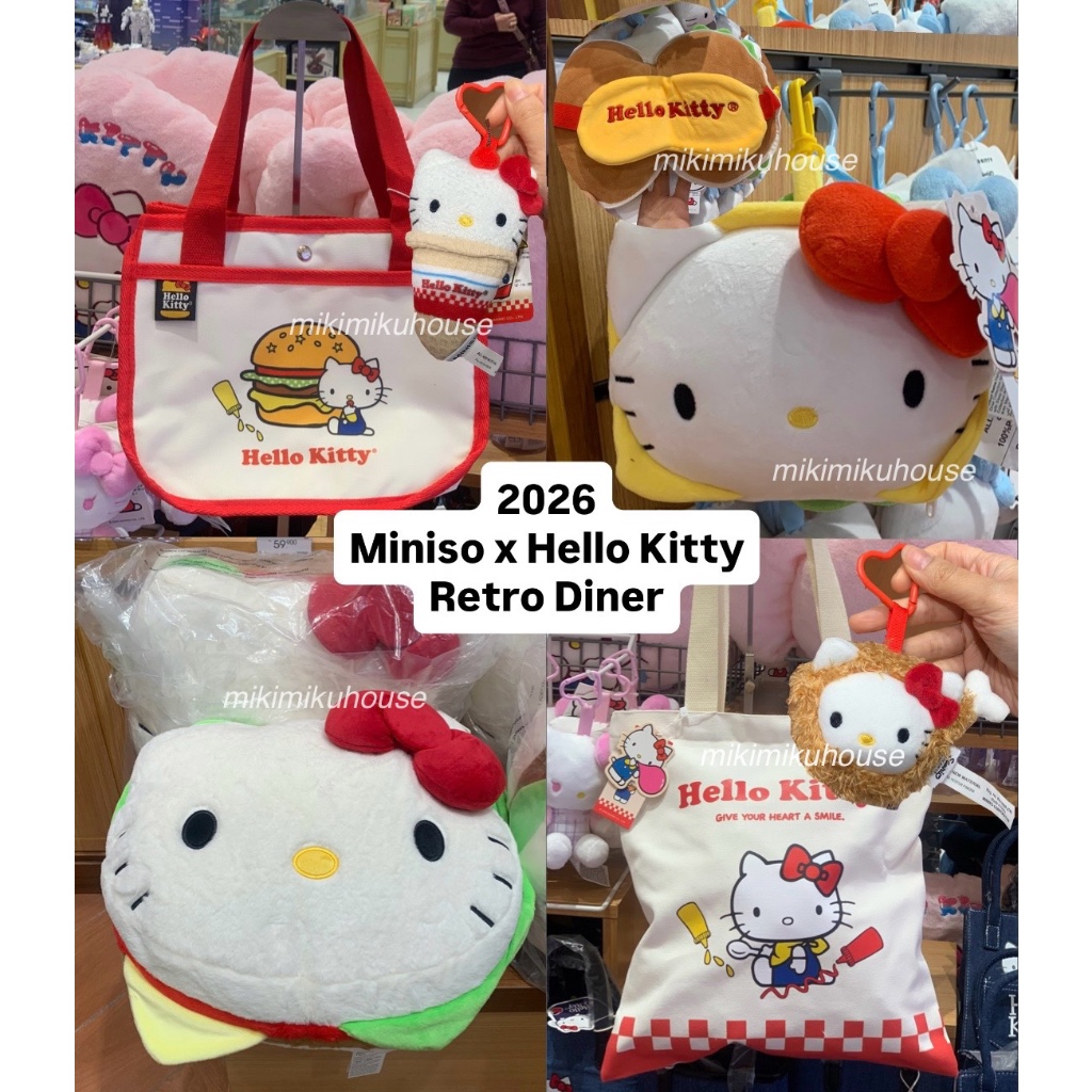 MINISO x HELLO KITTY DOLL KEYRING RETRO DINER GANTUNGAN TAS BONEKA PLUSH SANRIO HELLOKITTY MERCHANDI