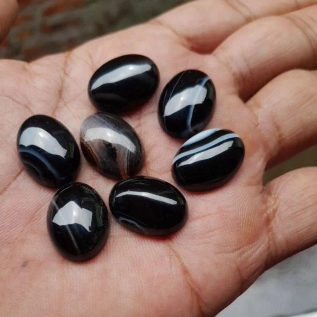 batu akik natural sulaiman hitam 18x13 mm