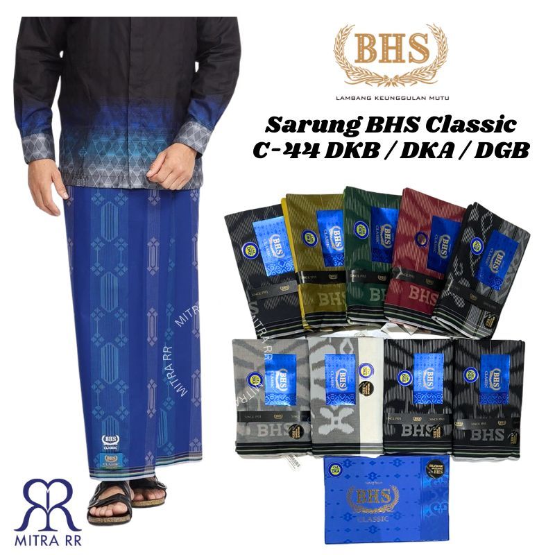 Sarung BHS Classic Gold Motif DKB / DKE Hitam Biru Cokelat Merah / Sarung Dewasa