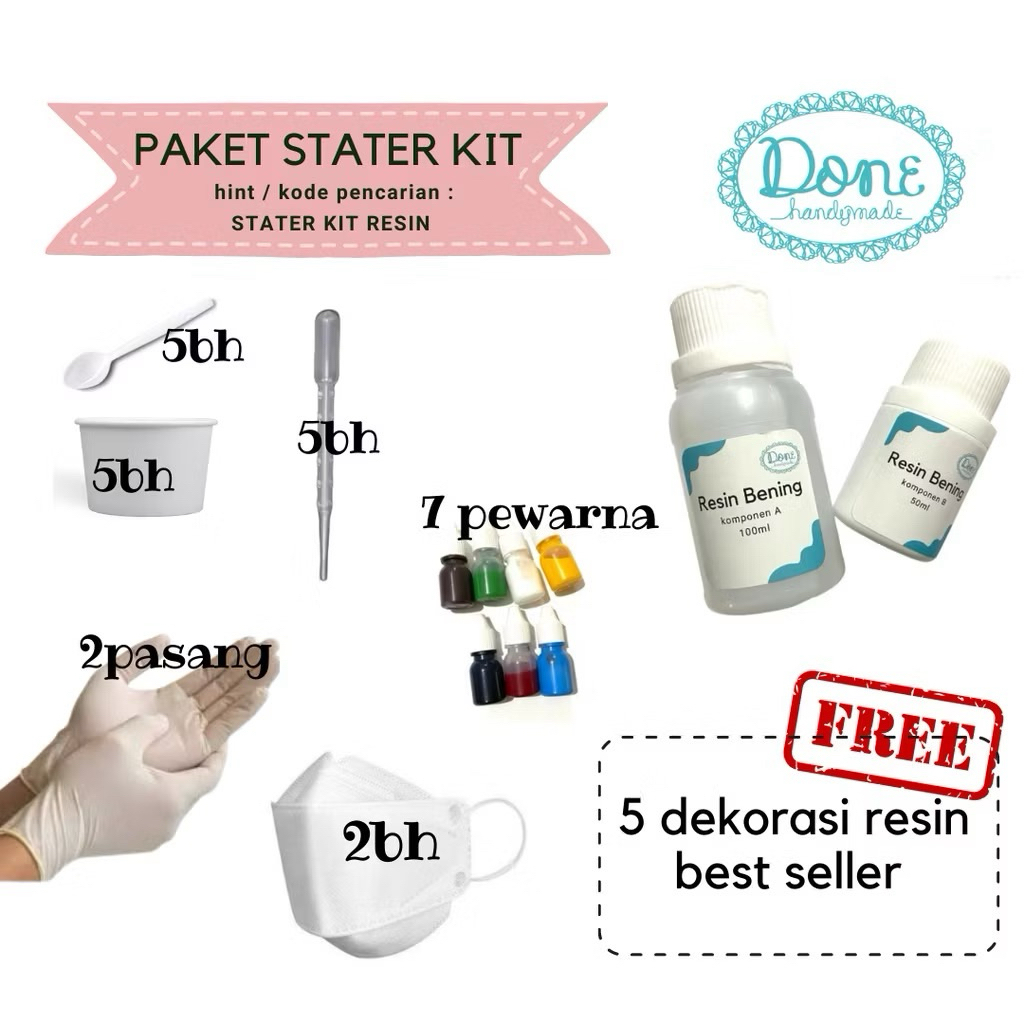 done handymade stater kit paket pemula kerajinan tangan resin art paket kerajinan tangan diy handmad