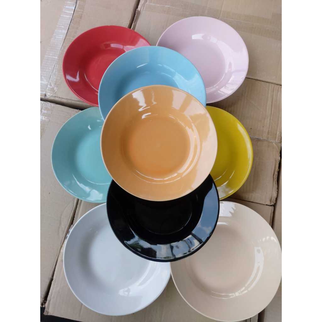 PIRING MAKAN CANTIK/PIRING MAKAN WARNA POLOS/PIRING KERAMIK