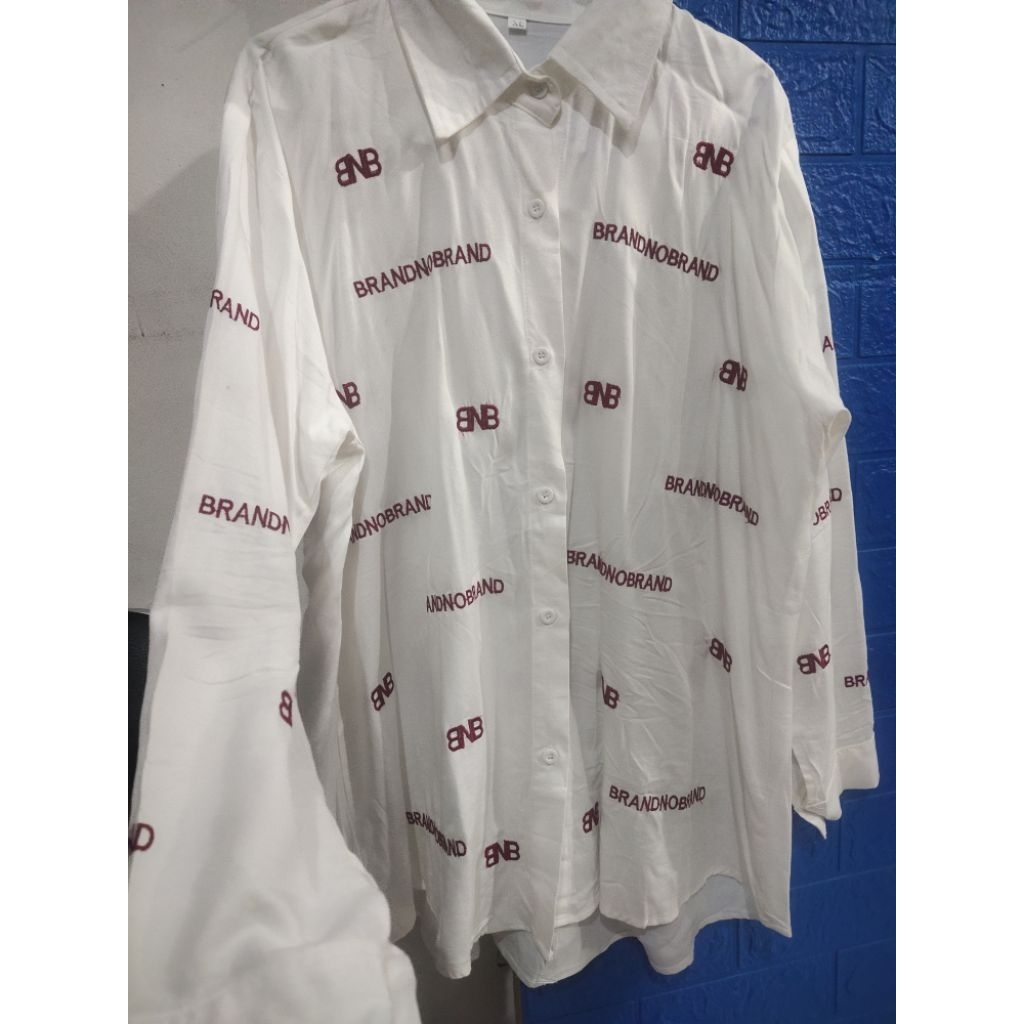 kemeja white bnb katun bordir