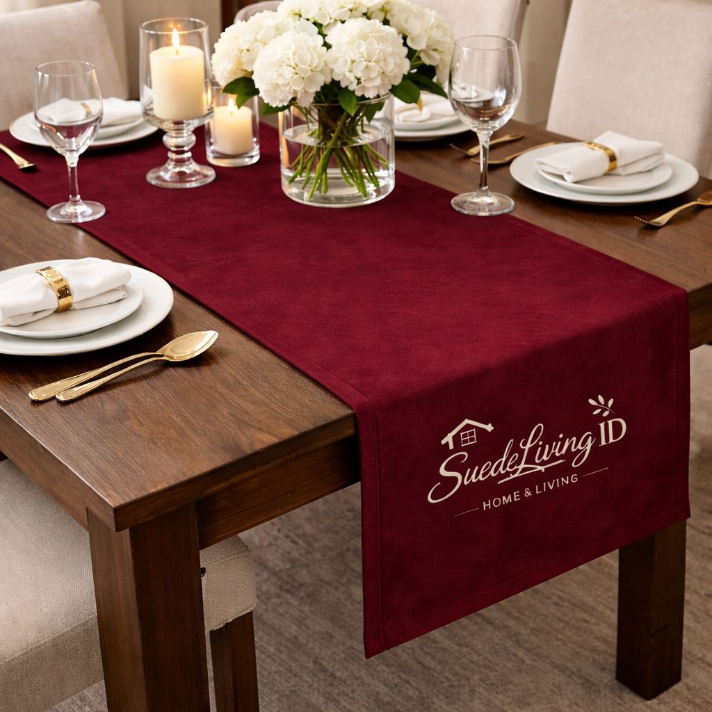 Taplak Meja suede-tablle Runner - Bed Runner Suede premium - Taplak Meja Suede