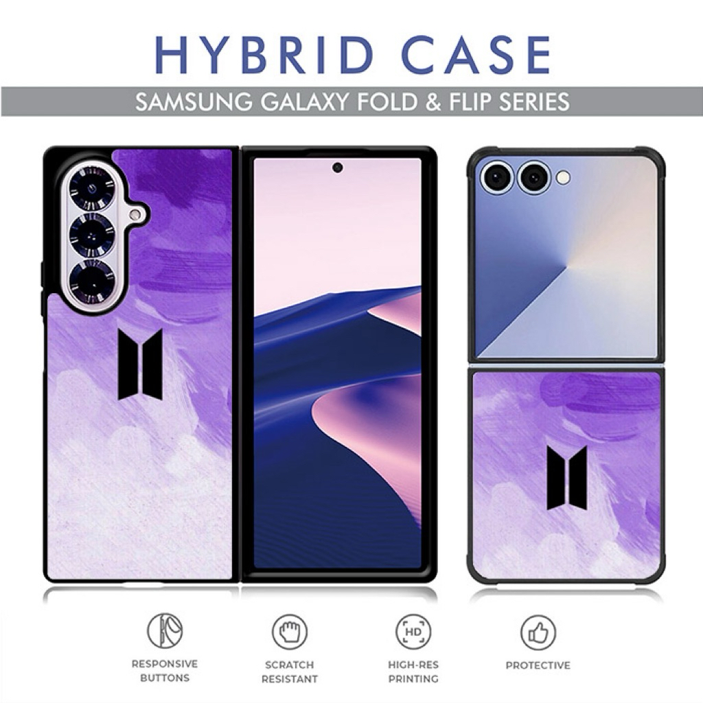 Hybrid Case Casing Samsung Galaxy Z FOLD 7 6 5 4 3 Z FLIP 7 6 5 4 3  - bts logo