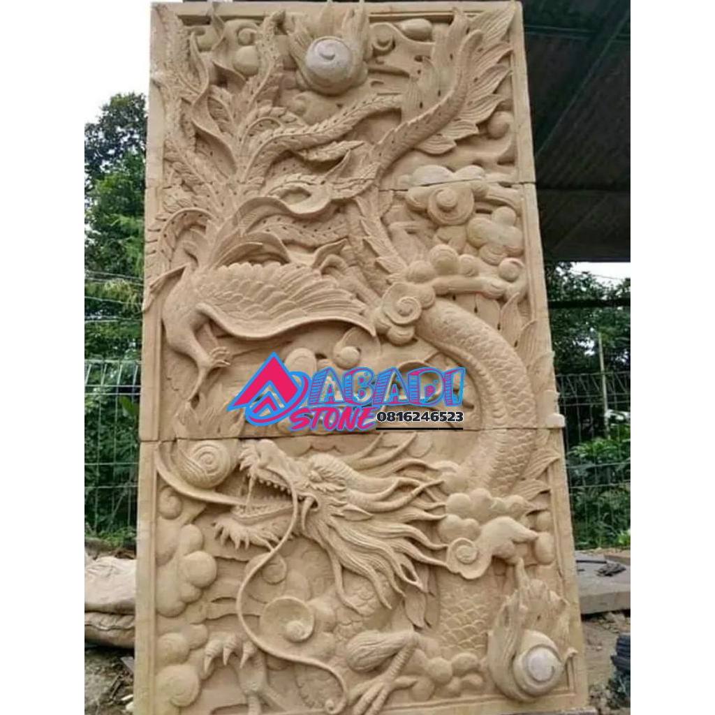 RELIEF BATU NAGA DAN HONG UKIRAN 3D