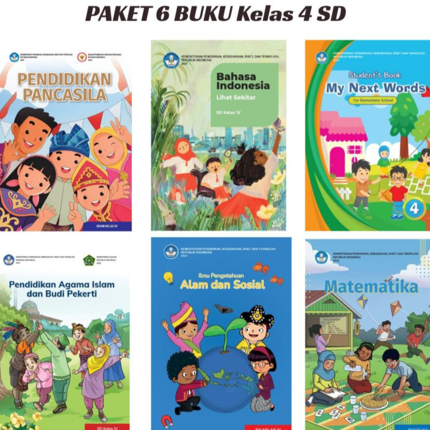 Paket Buku Kelas 4 Bhs Indonesia Inggris MTK REVISI IPAS Pancasila Agama Kurikulum Harga tuk 6 buku