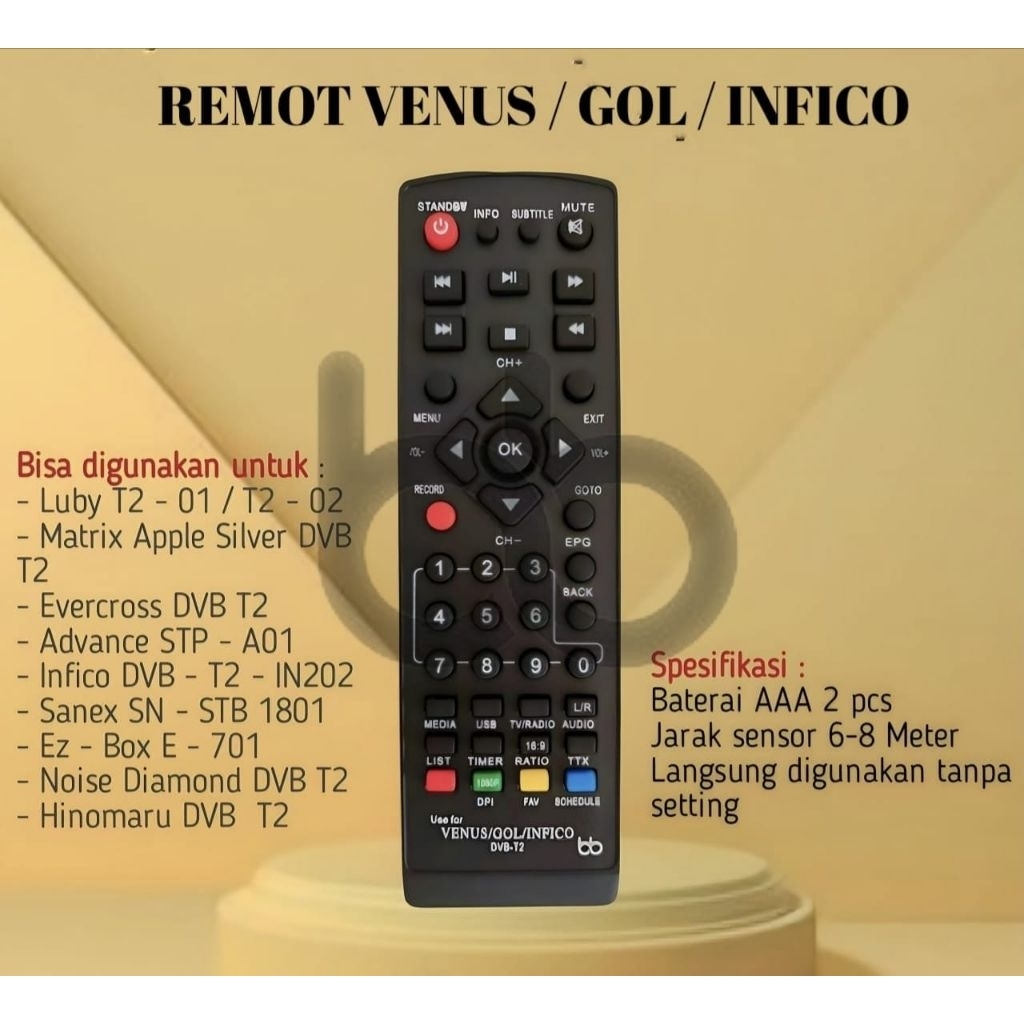 REMOTE REMOTE SET TOP BOX VENUS GOL INFICO SET TOP VENUS CABE RAWIT