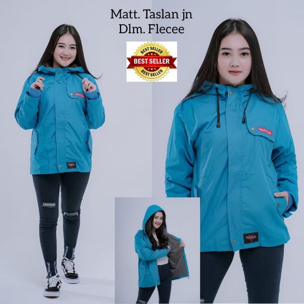 Blazer Taslan  Bahan Parasut Mix Flecee Blazer Wanita Terbaru Tebal Waterproof