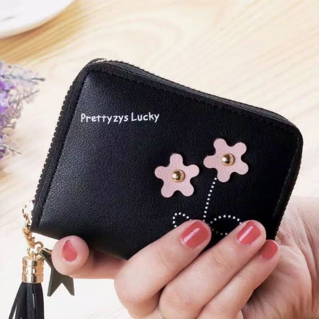 Dompet Koin Mini Wanita Resleting | Pouch Koin Lucu Motif Bunga Aesthetic / Dompet Mini Lucu