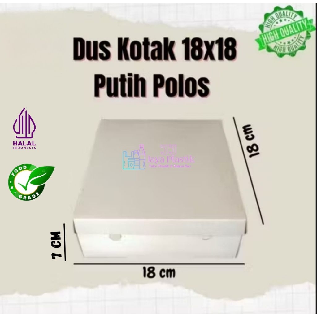 Kotak Nasi Putih Polos 18 x 18 Cm (PCS)