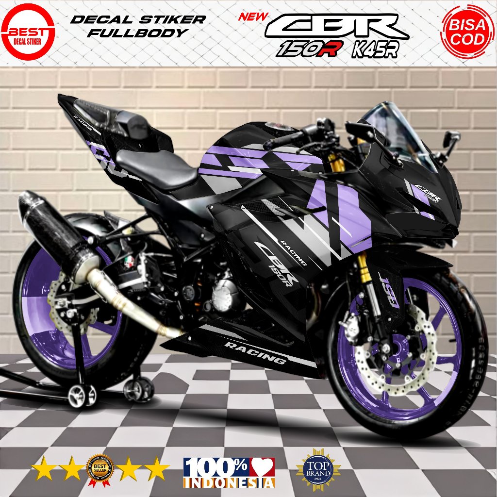 Decal CBR K45R Fullbody Hitam - Stiker Decal cbr 150R K45R - Dekal CBR K45R Hitam Keren Sangar
