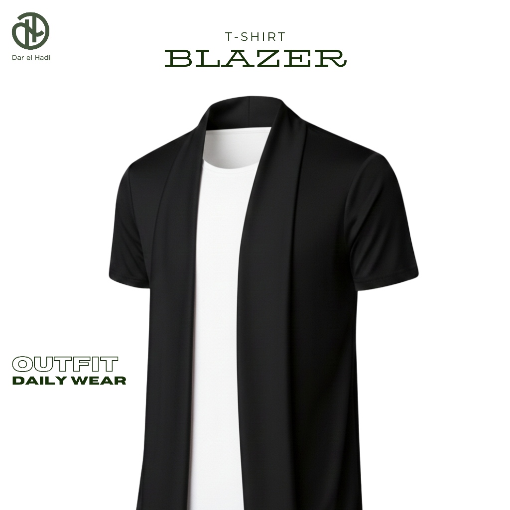 Darelhadi Tshirt Blazer Bayur Pria Kaos Lengan Pendek inner dalam Menyatu Blazer Pria