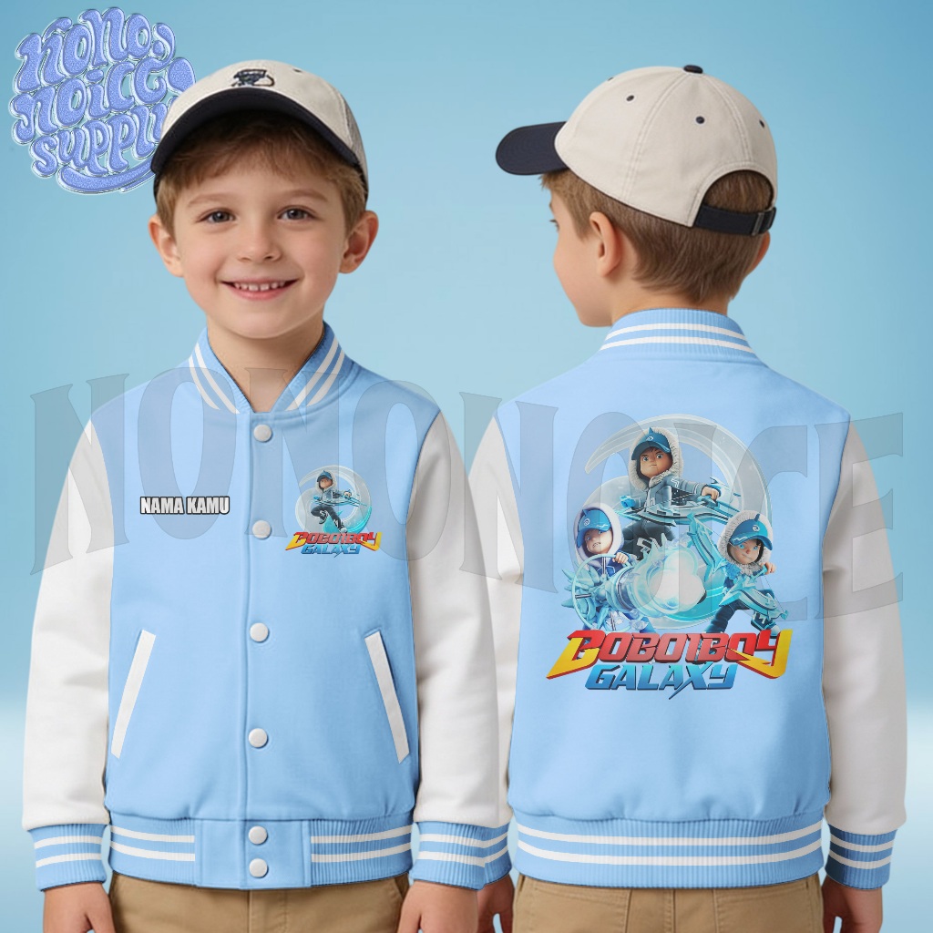 Jaket Varsity Anak Boboiboy Galaxy Ice Gratis Nama / Jaket Anak Baseball Boboiboy Ice Galaxy