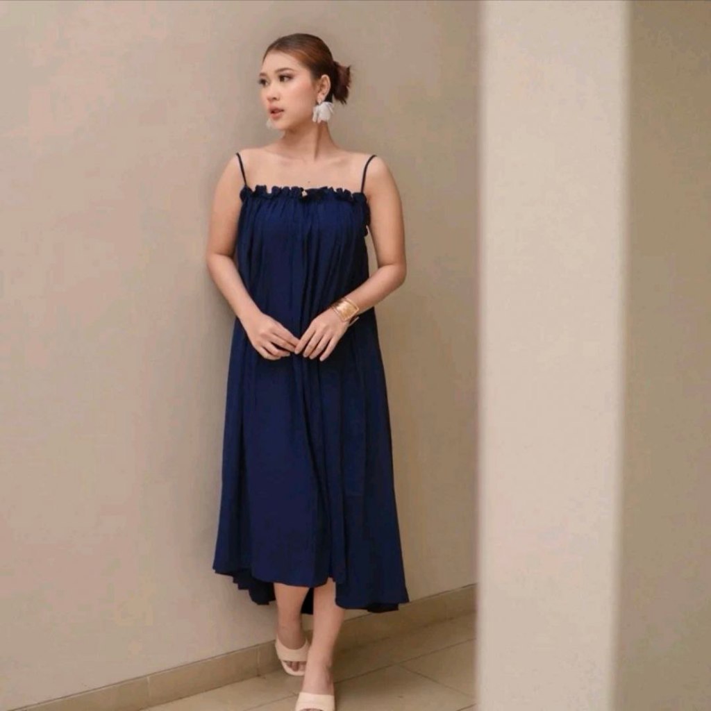Long Dress Backless Dingin & Tebal Bahan Rayon Premium Ukuran LD 140 cm Panjang 115 cm Cocok untuk P