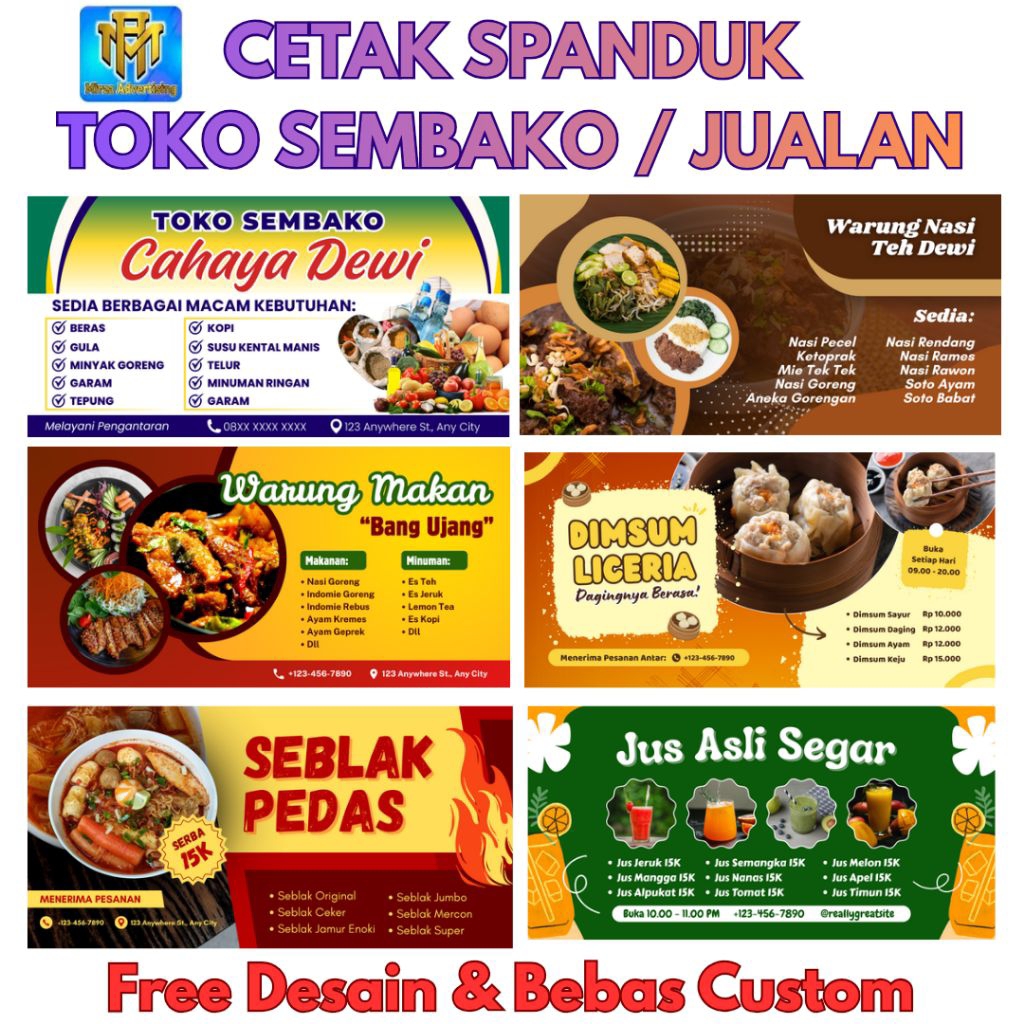 Cetak Spanduk Usaha Baliho Toko Sembako Banner Toko Kue Spanduk Toko Pakaian